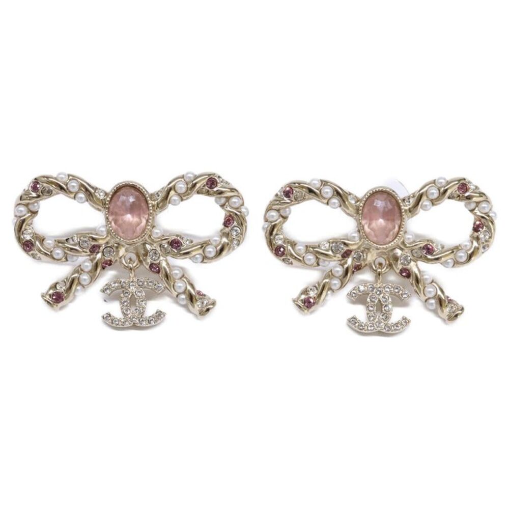 Chanel Ribbon Motif Coco Mark Earrings